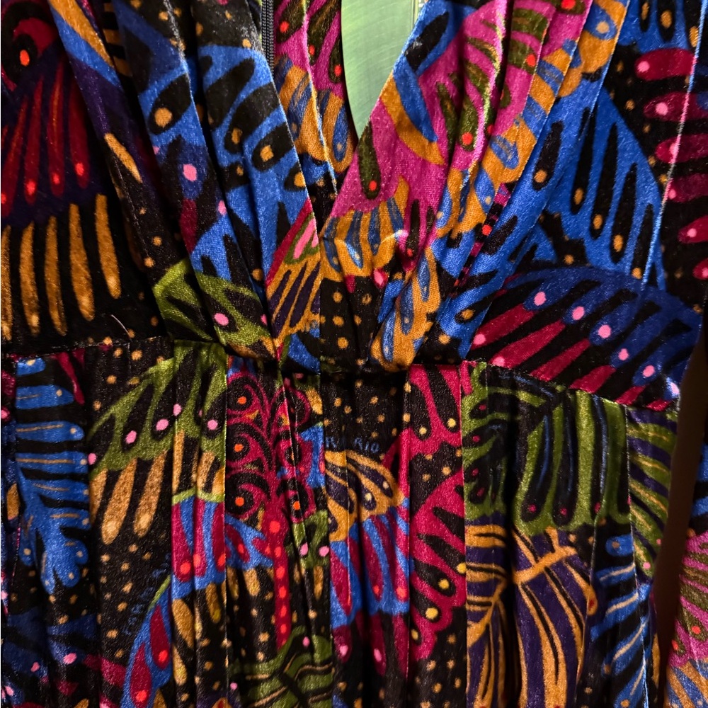 NEW FARM Rio Midnight Island Black Velvet Tropical Jumpsuit, M - Picture 7 of 14